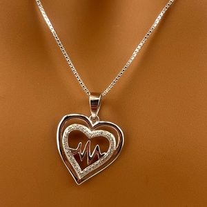 Real Diamond Heart Pendant, Heartbeat beautiful heart charm Gift for her, Sale
